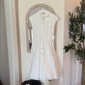 Michael Kors White Midi Dress with Button Detail